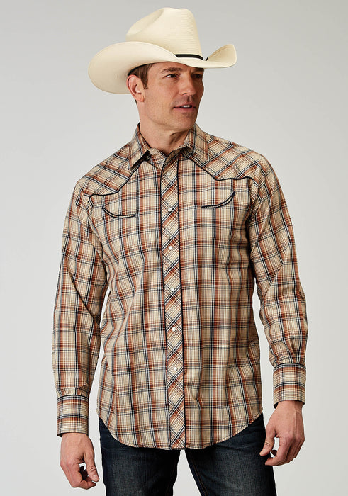 Men's Roper Brown Plaid Western Shirt