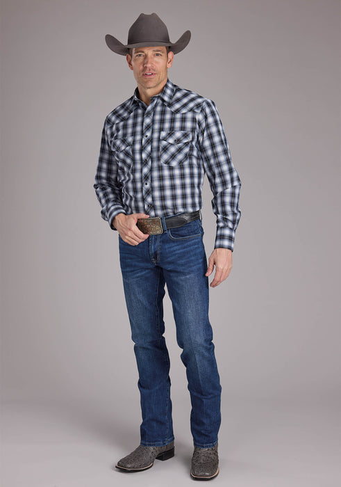 Men's Roper Black Plaid Long Sleeve Western Shirt