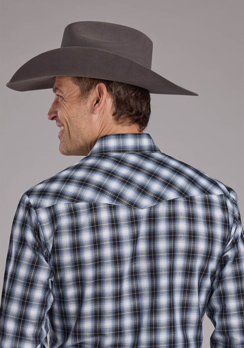 Men's Roper Black Plaid Long Sleeve Western Shirt