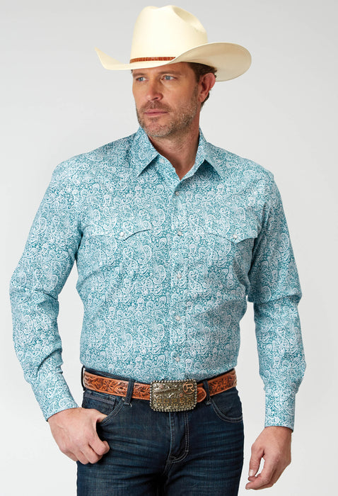 Men's Roper Teal Paisley Western Shirt