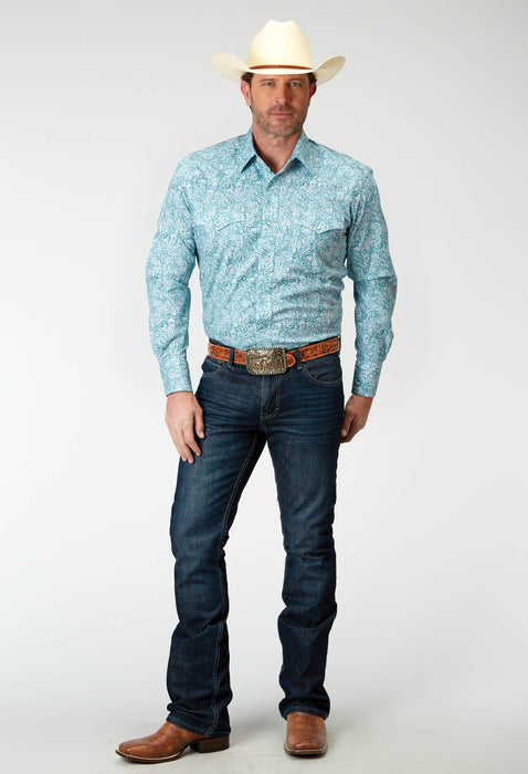 Men's Roper Teal Paisley Western Shirt