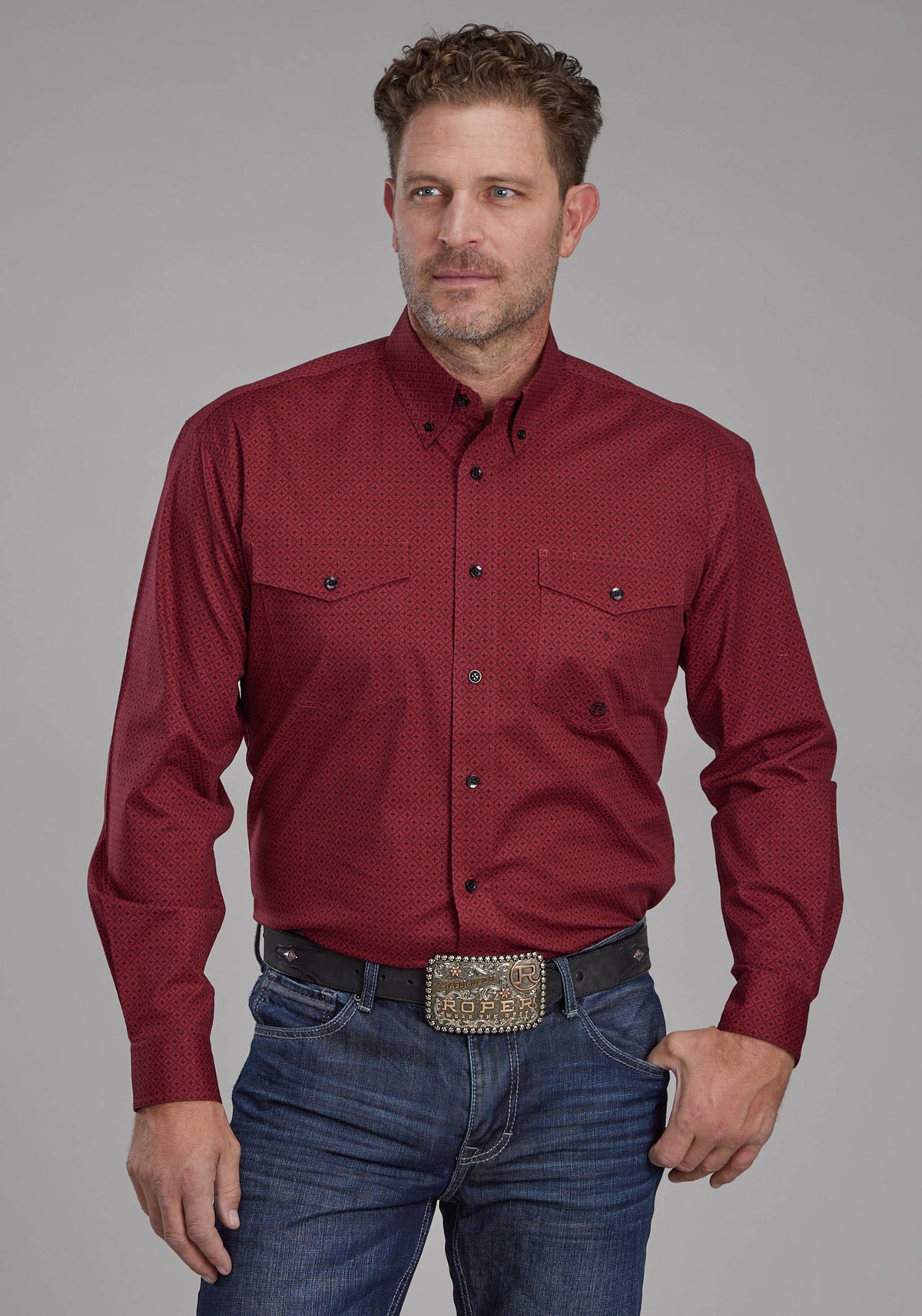 Men's Roper Solid Red Western Shirt — Way Out West Trading Co