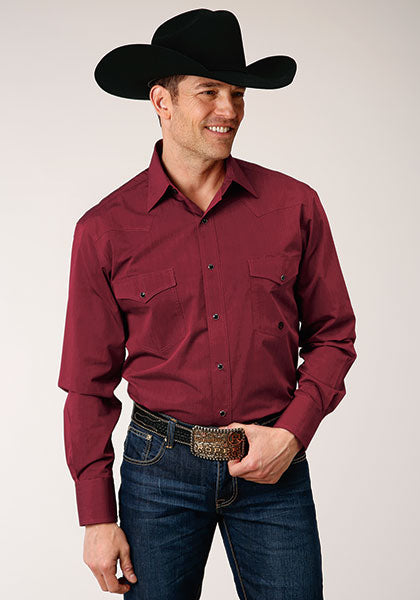 Men' Roper Solid Red Western Shirt