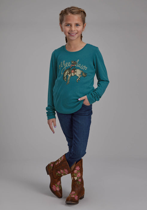 Girl's Roper Teal Jersey Tee