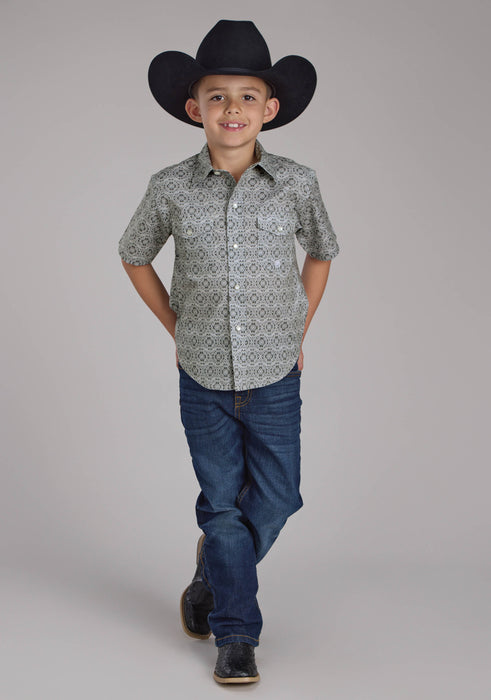 Boy's Roper Stretch Medallion Paisley Short Sleeve Shirt