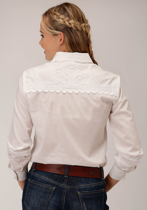 Roper White Cambric Cotton Western Long Sleeve Blouse