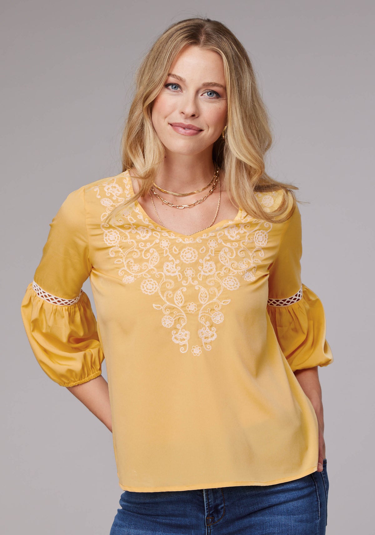 Women's Roper Yellow Western Blouse — Way Out West Trading Co — free download