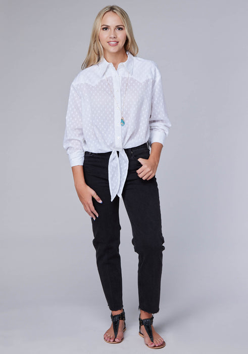 Women's Roper Solid White Western Blouse