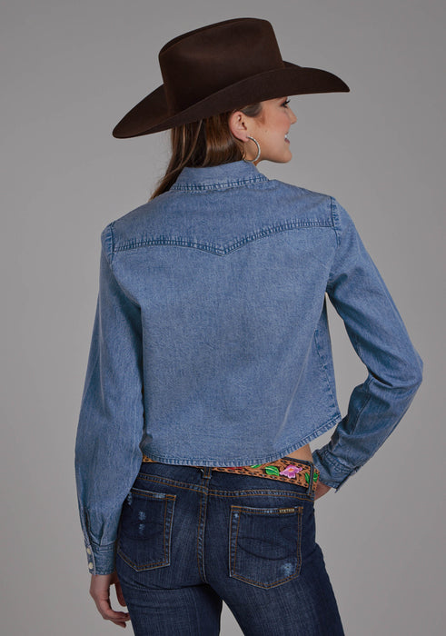 Women's Roper Cropped Denim Western Blouse