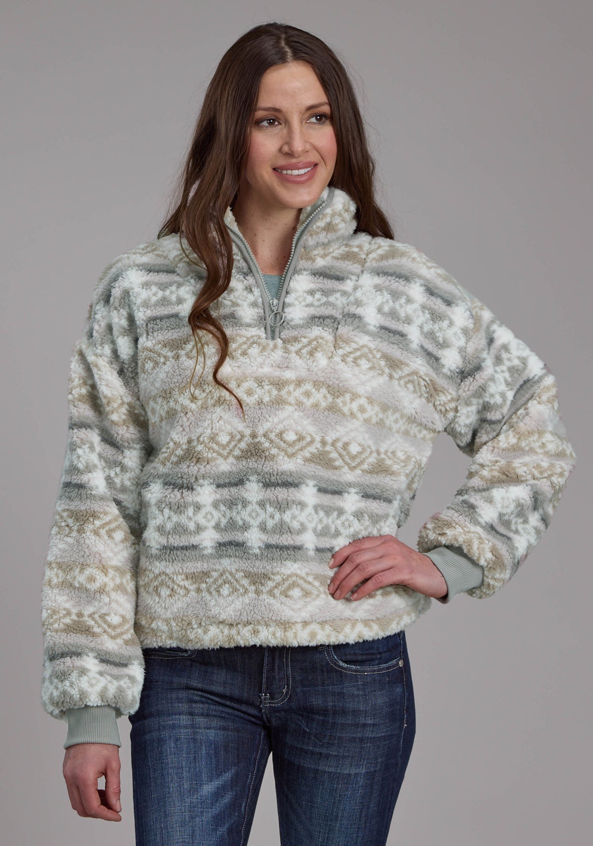 Women's Roper Grey Aztec Pull Over — Way Out West Trading Co