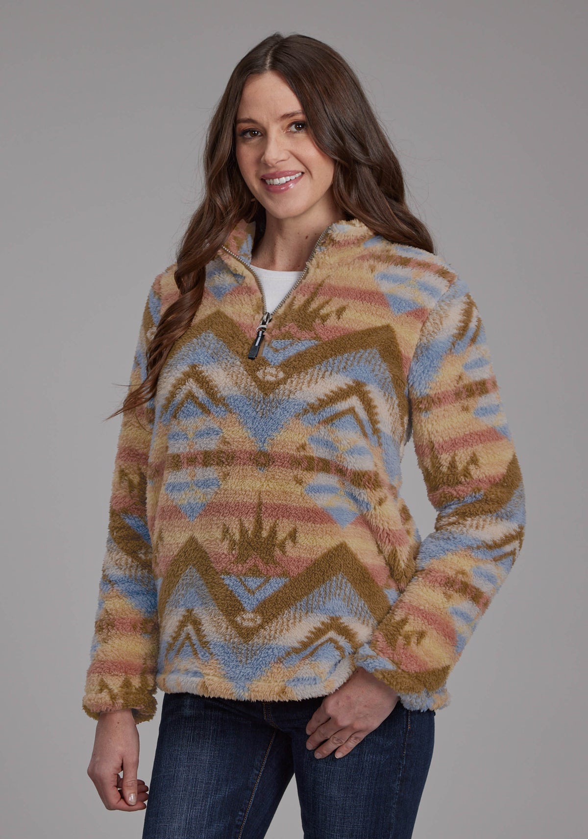 Women's Roper Brown Aztec Pull Over — Way Out West Trading Co