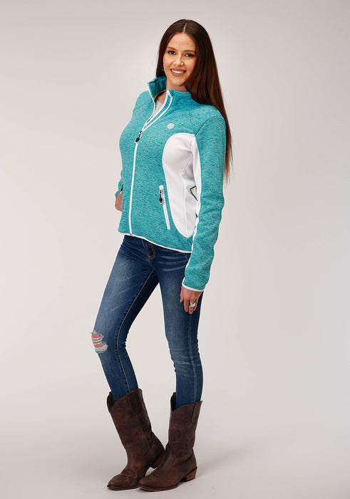 00953 MELANGE AQUA SWEATER KNIT JACKET