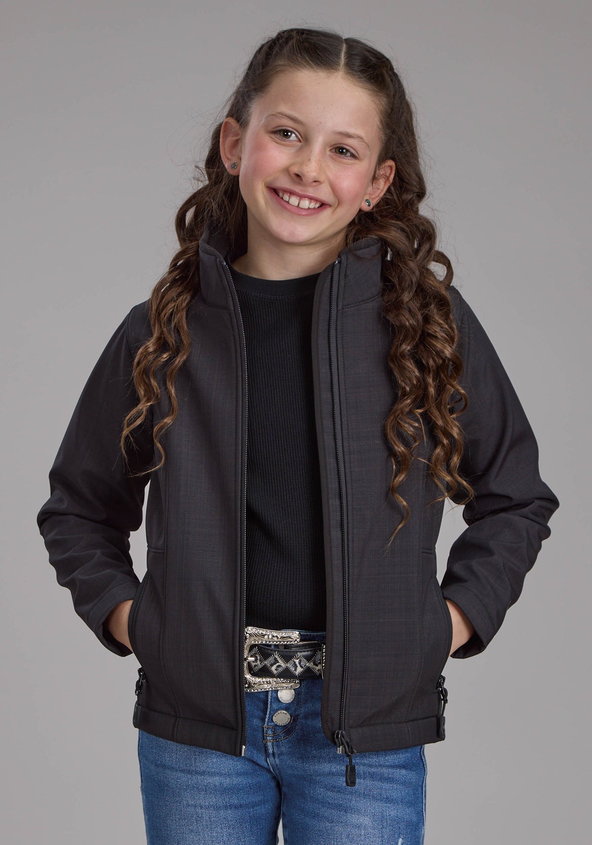Girl's Roper Charcoaled Heather Soft Shell Jacket — Way Out West Trading Co