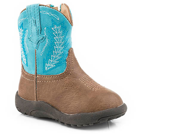 Infants Roper Brown Boot w/ Turquoise Shaft