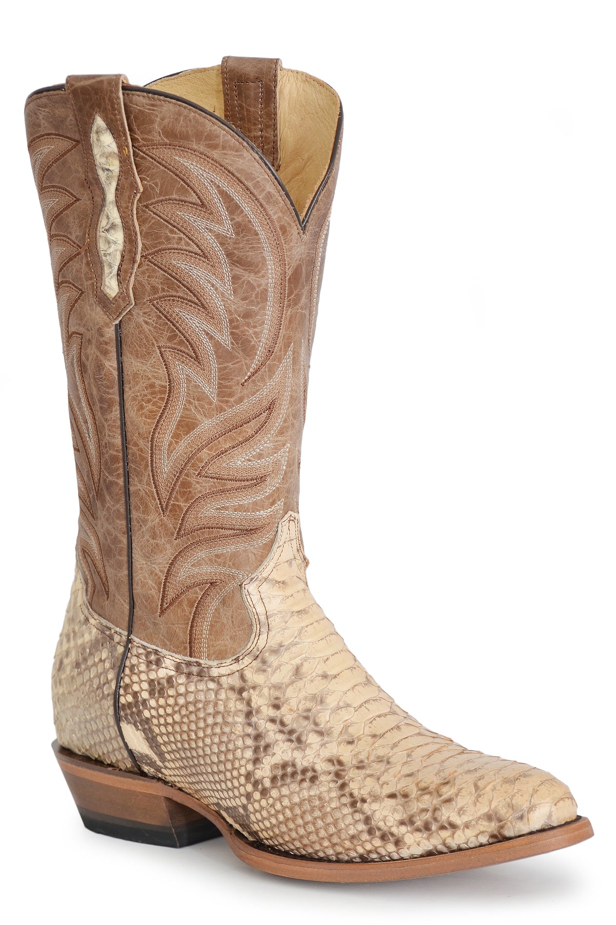 Men's Roper Natural Tan Python Round Toe Boot — Way Out West Trading Co