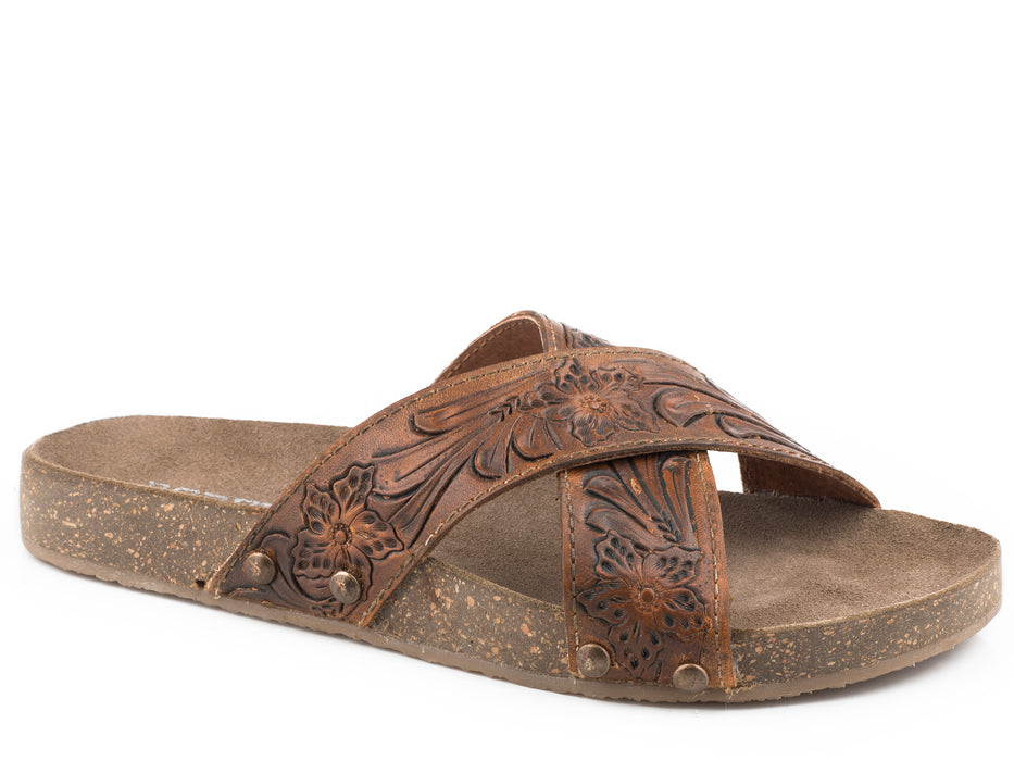 Roper Tan Tooled Sandal