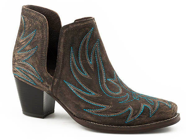 BROWN SANDED LEATHER ANKLE BOOT