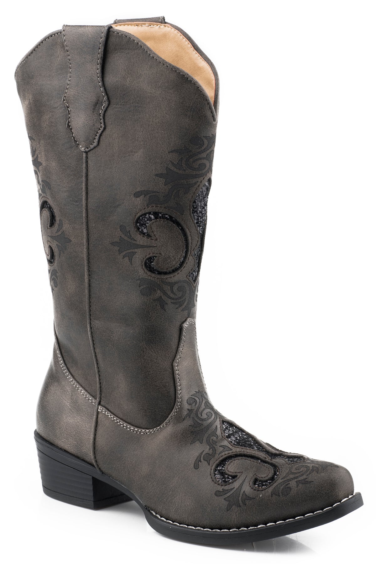 Women's Roper Vintage Grey Snip Toe Boot w/ Glitter Underlay — Way Out