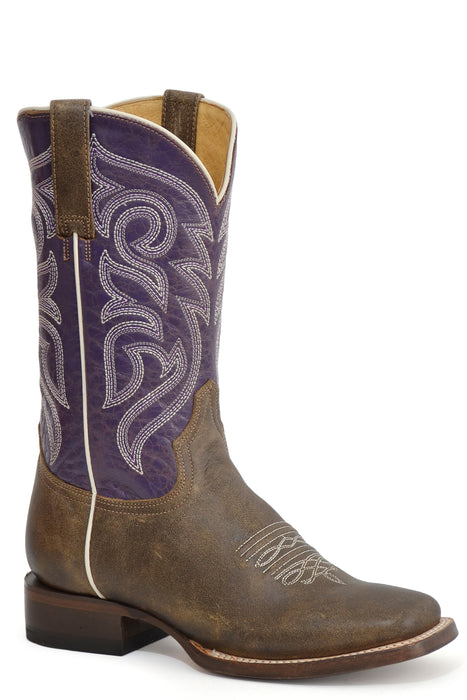 Women's Roper Vintage Brown Square Toe Boot w/ Waxy Purple Shaft