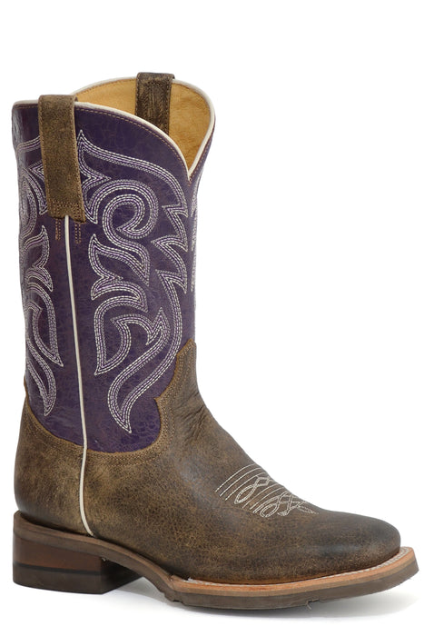 Women's Roper Brown Square Toe Boot w/ Waxy Purple Shaft & Rubber Sole