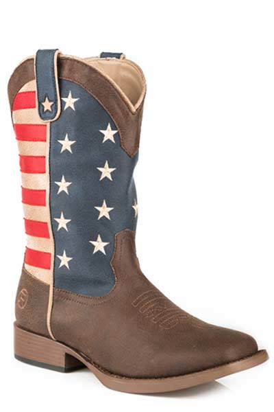 Big Kids Roper American Flag Square Toe Boot