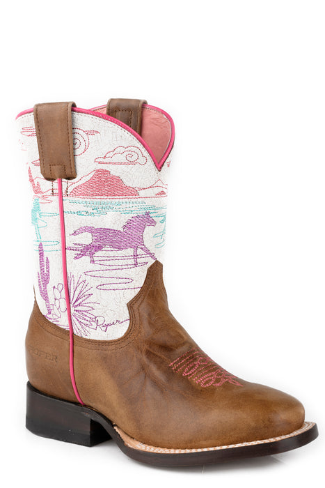 Girls Roper Running Free Square Toe Boots
