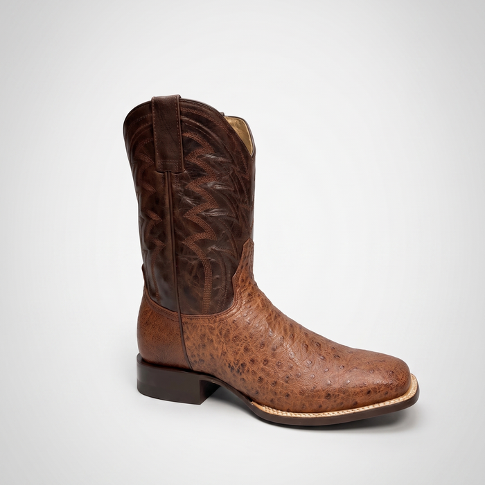 Mens Stetson Brown Smooth Ostrich Square Toe Boot