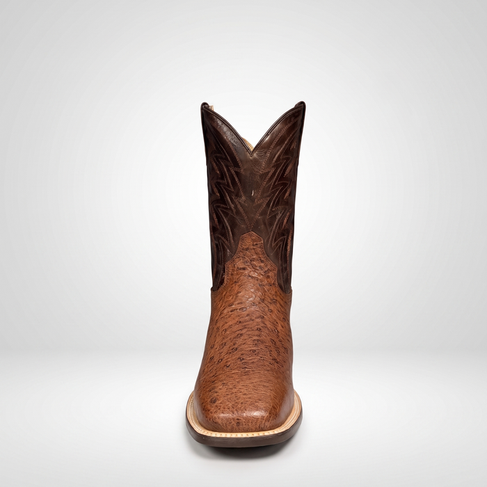 Mens Stetson Brown Smooth Ostrich Square Toe Boot