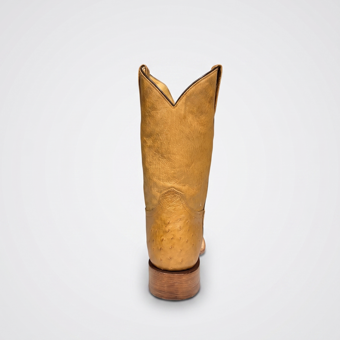 Mens Stetson Tan Slick Smooth Ostrich Square Toe Boot