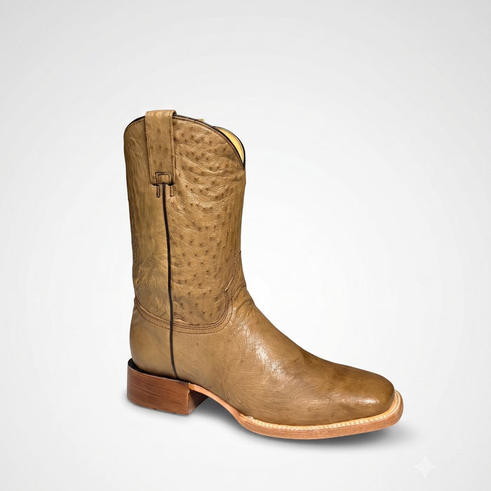 Mens Stetson Dark Tan Smooth Ostrich Square Toe Boot