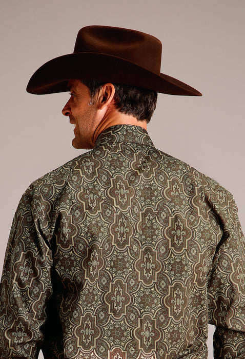 Men's Stetson Brown Grandoise Paisley Western Shirt