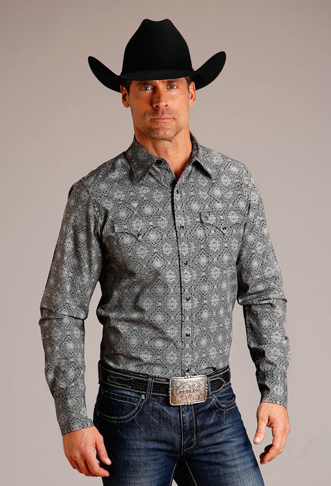 Men's Stetson Black Classic Medallion Western Shirt
