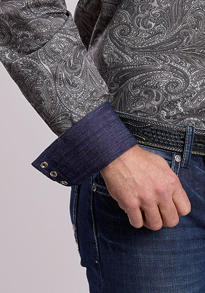 Mens Stetson Smoke Paisley Western Shirt