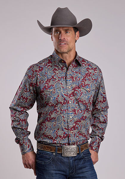 Mens Stetson Ruby Paisley Western Shirt