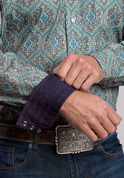 Mens Stetson Spruce Medallion Western Shirt