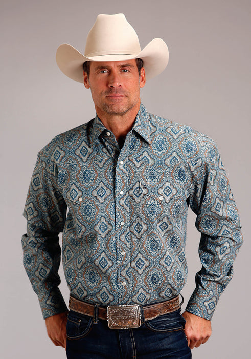 Men's Stetson Blue Sierra Paisley Western Shirt