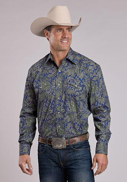 Mens Stetson Moss Paisley Western Shirt