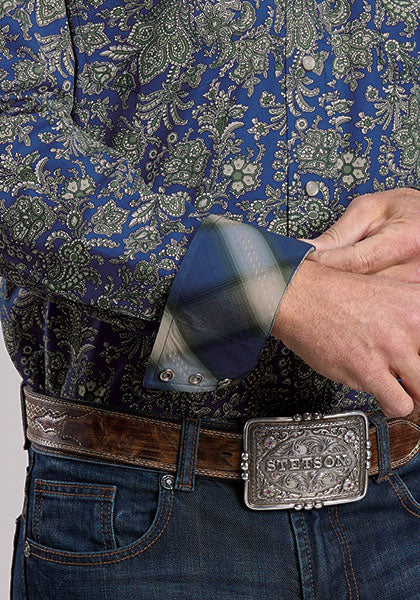 Mens Stetson Moss Paisley Western Shirt