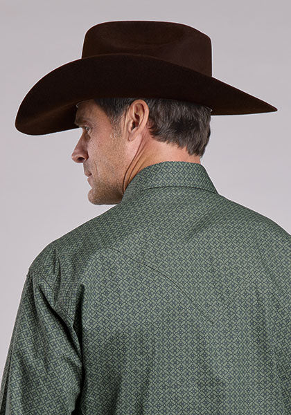 Mens Stetson Sage Lattice Western Shirt