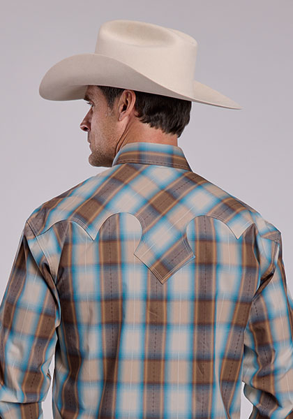 Mens Stetson Sandalwood Plaid Western Shirt