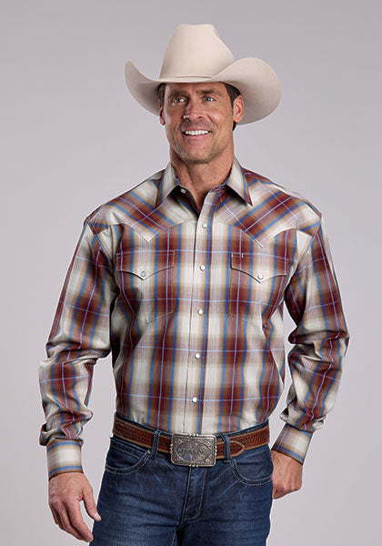 Mens Stetson Forever Plaid Western Shirt