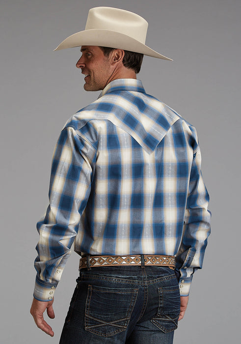 Men's Stetson "Blue Ombre" Plaid Western Shirt