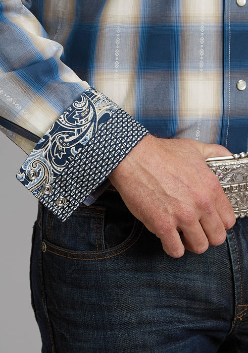 Men's Stetson "Blue Ombre" Plaid Western Shirt