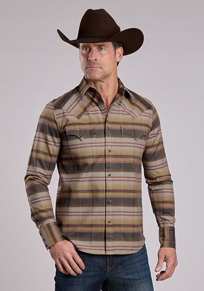 Mens Stetson Serape Plaid Western Shirt