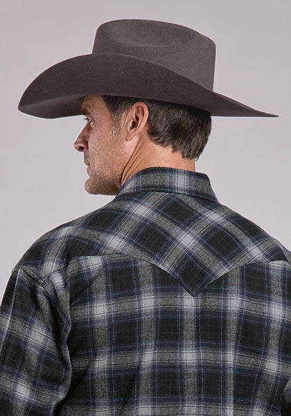 Mens Stetson Brushed Twill Plaid Western Shirt