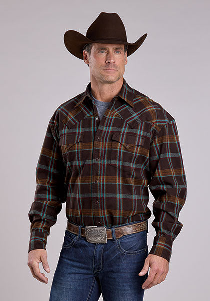 Mens Stetson Brushed Flannel Western Shirt