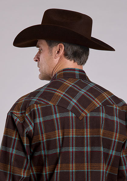 Mens Stetson Brushed Flannel Western Shirt