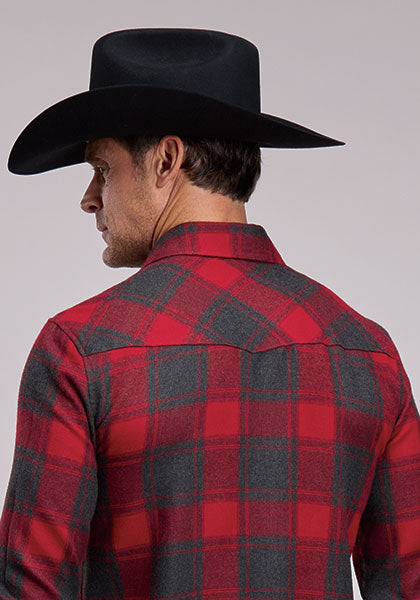Mens Stetson Buffalo Plaid Western Shirt