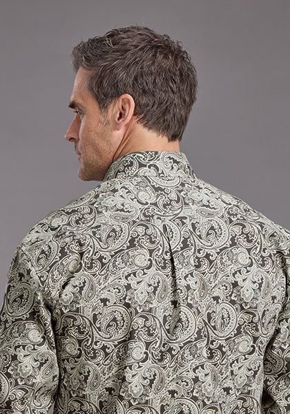Mens Stetson Silver Paisley Western Shirt