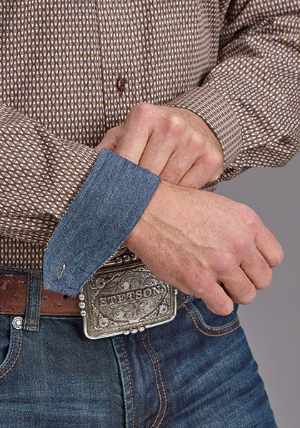 Mens Stetson Blue Diamonds Western Shirt